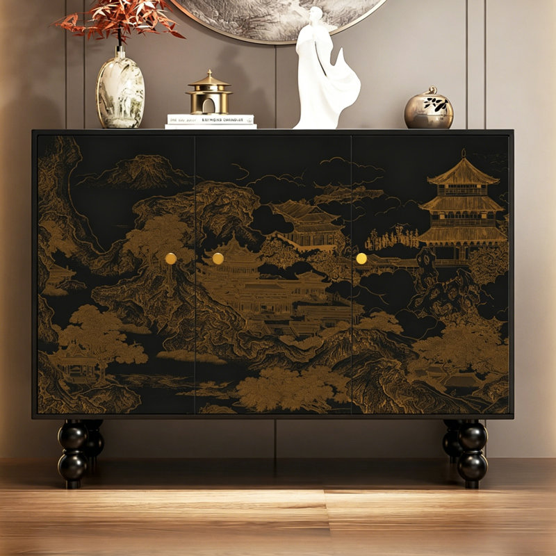 Chinese Style Wooden Entryway Storage Cabinet