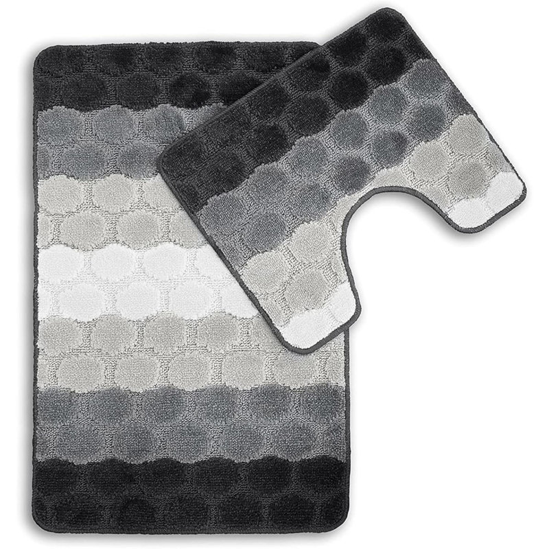 Polypropylene, Rubber Bath Mat, Black/Grey