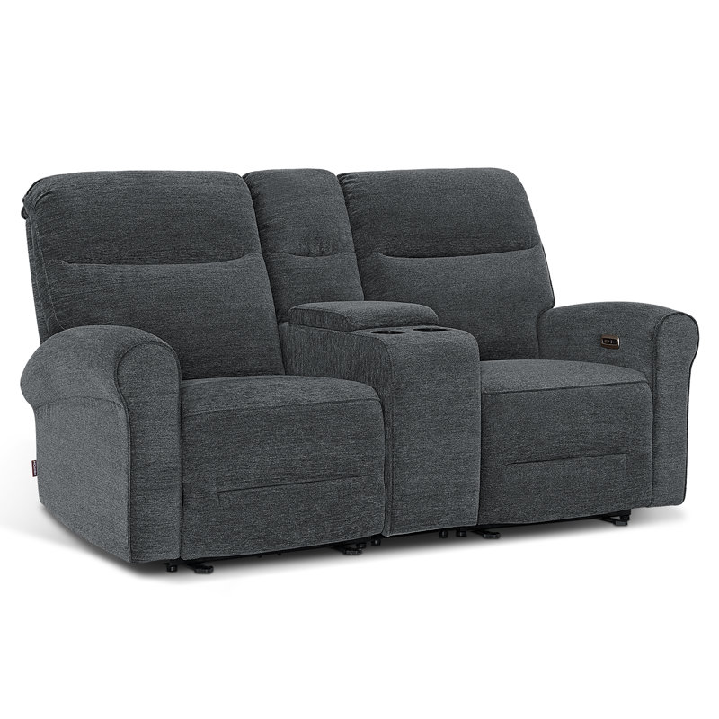 Endrik 78.3" Width zero clearance recliner  Power Reclining Loveseat with Console, for Small Spaces Living Room and RV, Gray