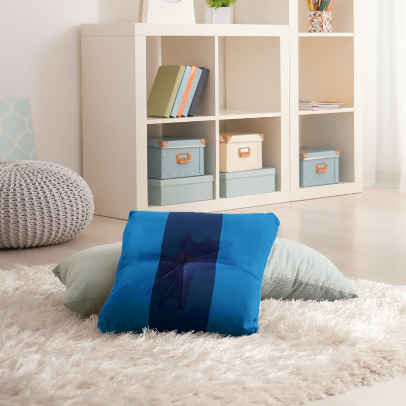 Coussin de sol touffeté, 26 po x 26 po, Bleu poudre / Marine