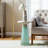 Glass and Wood Accent Table with Tapered Base and Modern Design