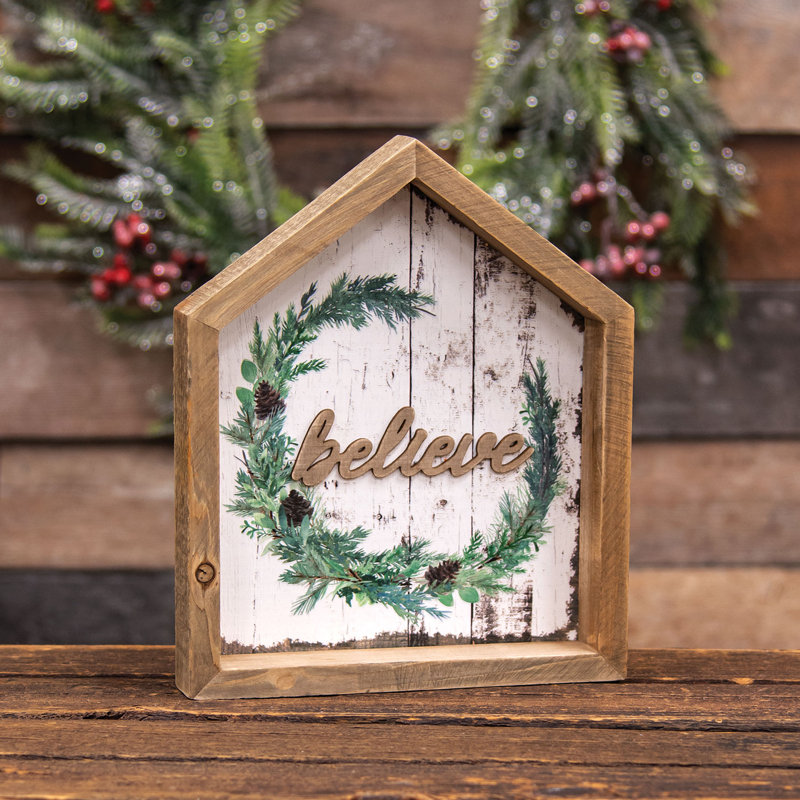 Enseigne lumineuse Believe Christmas Wreath House