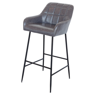 Moralez Yes Upholstered Faux Leather Bar Stool with Steel Frame