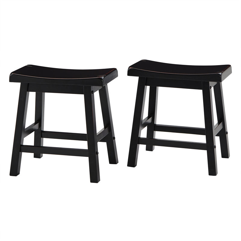 Tabouret en bois massif Danara, Sablé noir