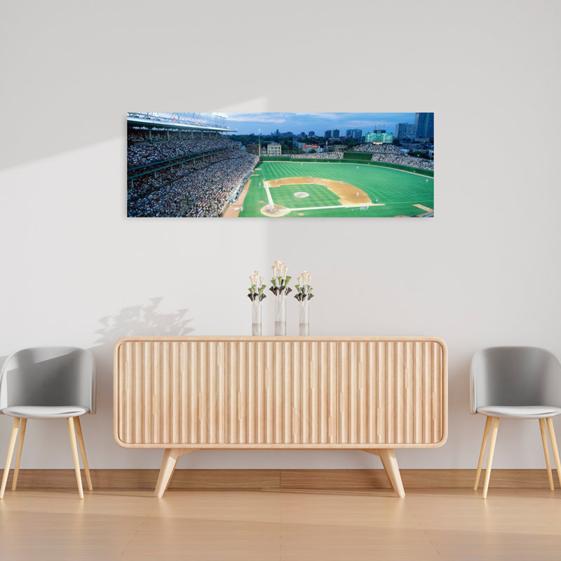 High Angle View Of Spectators In A Stadium Wrigley Field Chicago Cubs Chicago Illinois USA by New Moon - Wrapped Canvas Panoramic Print