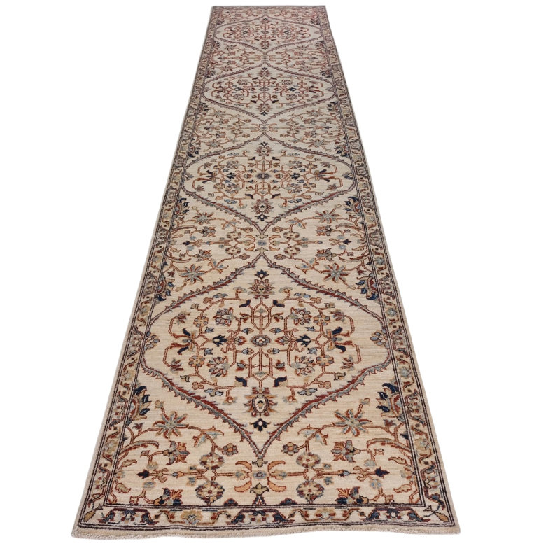 Hand Knotted Wool Area Rug in Beige