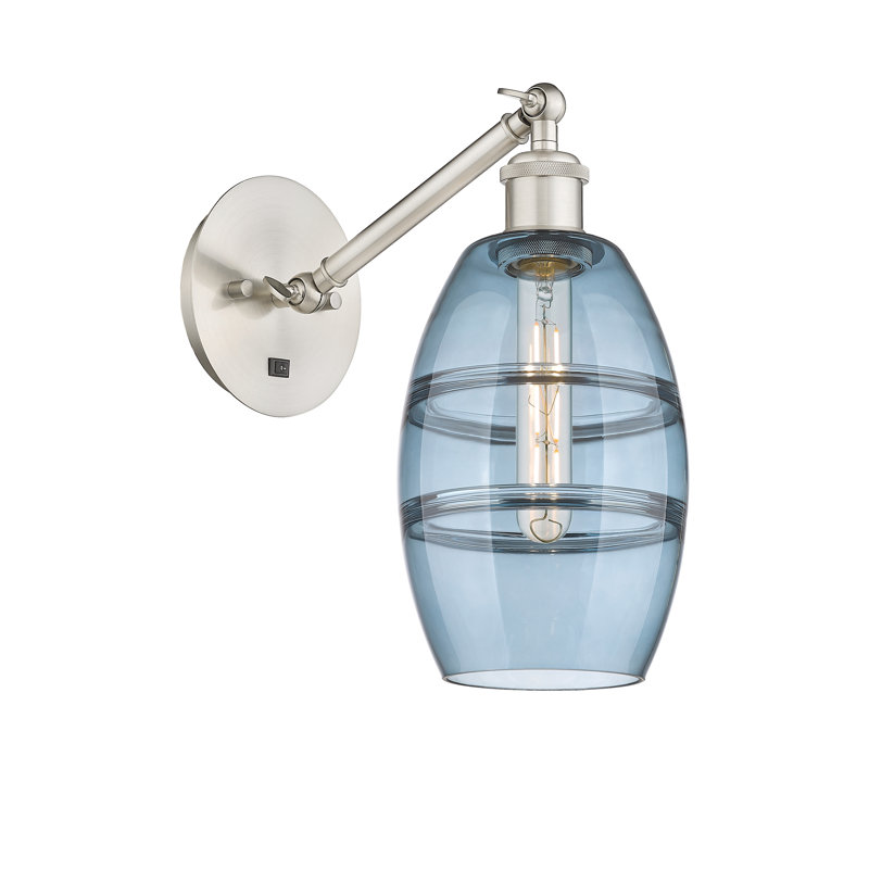 Dundrod Steel Armed Sconce, Princess Blue, Brushed Satin Nickel