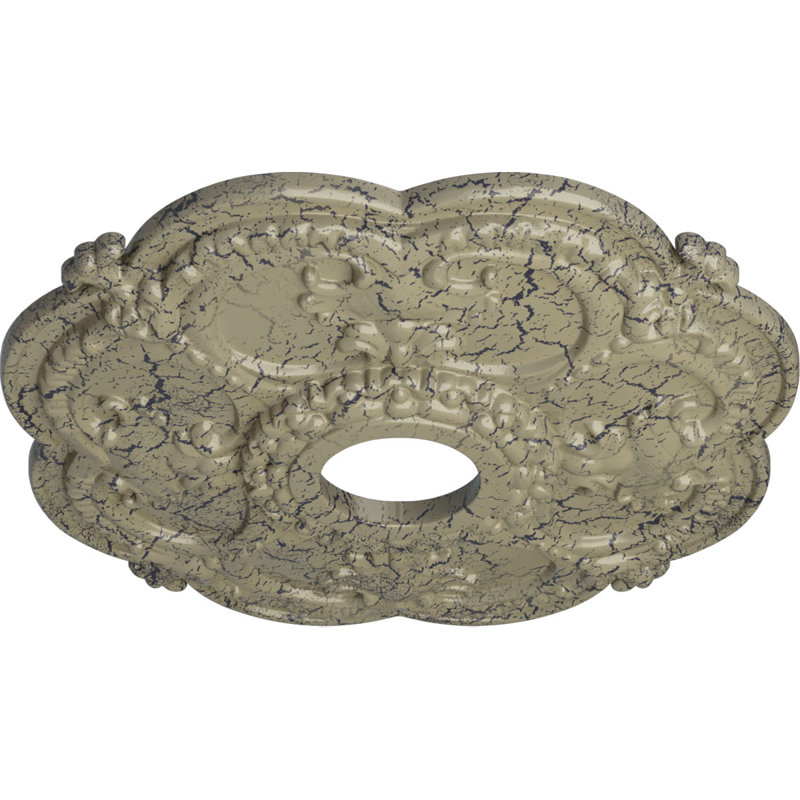 Médaillon de plafond l 3,5 po x P 3,5 po Rotherham, Pierre de château craquelé
