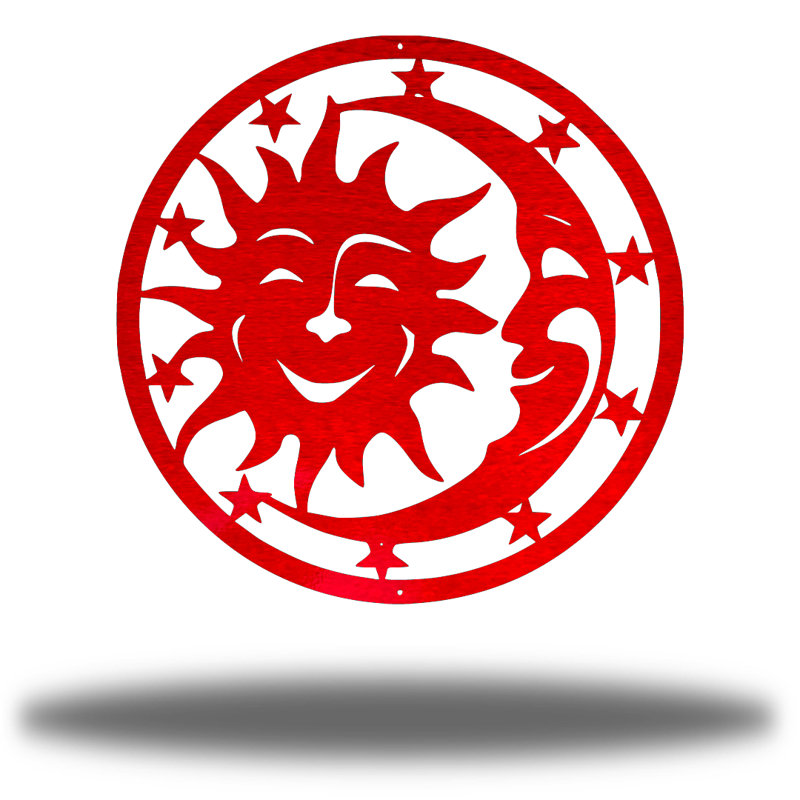 Décoration murale soleil et lune, Rouge, H 18 po x l 18 po x P 0,06 po