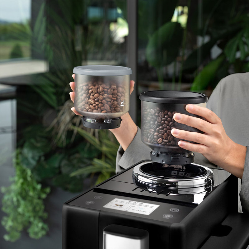 Fully Automatic Espresso Machine with Built-In Coffee Grinder, Black