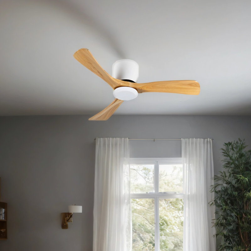 Ventilateur de plafond 52 pouces sans lumière avec télécommande, ventilateur encastré à profil bas sans lumière, moteur CC réversible silencieux avec minuterie
