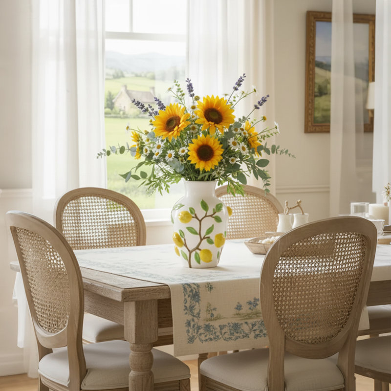 12.5" Ceramic Lemon Vase, Decorative Lemon Ceramic Vase for Tabletop Floral Display