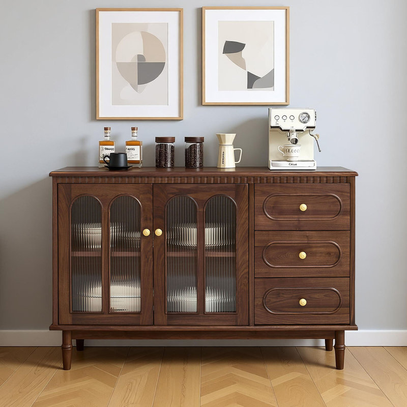 Buffet de rangement en bois massif rétro de style français, H 35,43 po x l 55,11 po x P 15,74 po
