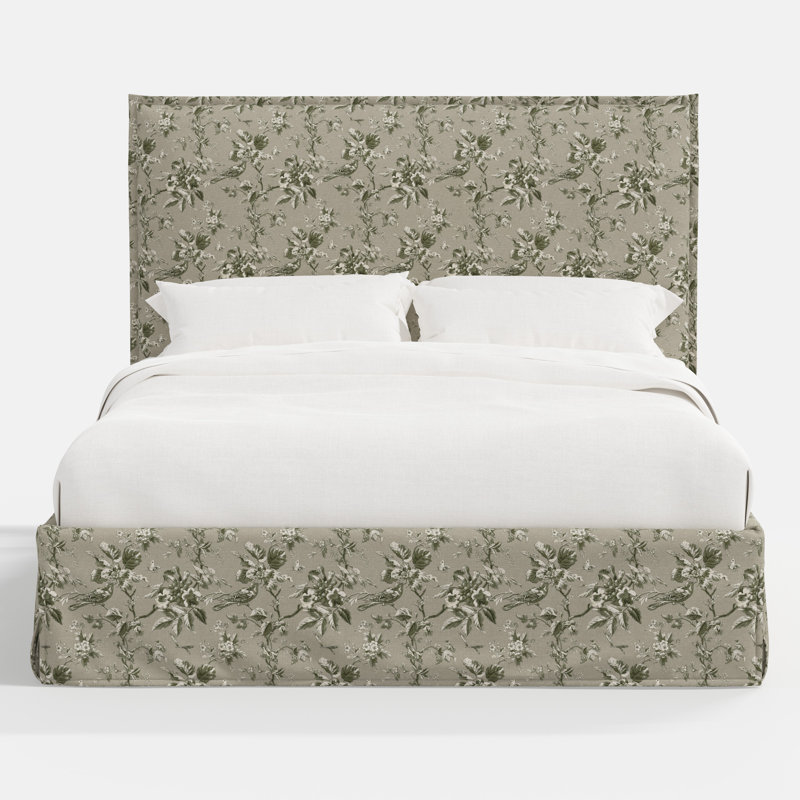 Stoffer Home x Cloth and Co. Maura Bed, California King, Michigan Bird Toile Olive