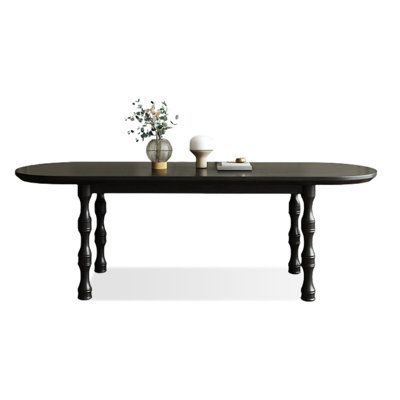 Black Oval Solid Wood Dining Table
