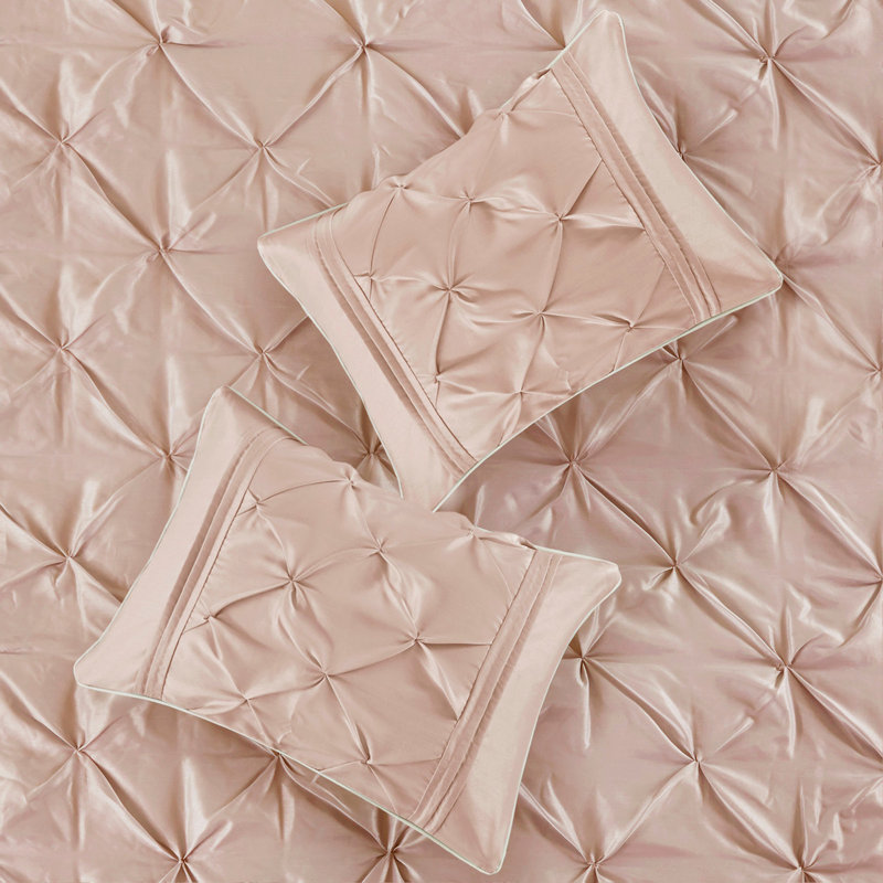 7 Piece Tufted Comforter Set, King Comforter + 6 Additional Pieces, Blush