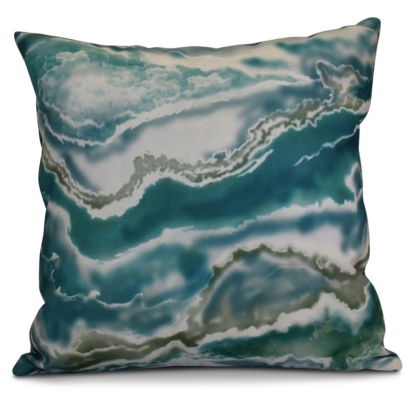 HH Revival Abstract Reversible Throw Pillow, 18"x18", Teal