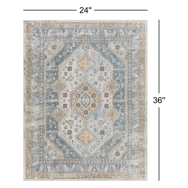 Tapis oriental bleu / ivoire Washburn, Rectangle 2 pi x 3 pi