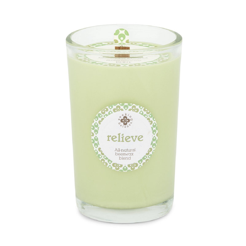 Medium Eucalyptus Menthol Scented Beeswax Glass Candle