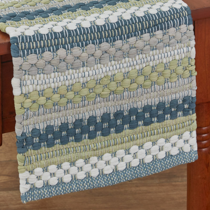 Chemin de table Farmhouse Holiday Chindi, Bleu, L 72 po x l 15 po