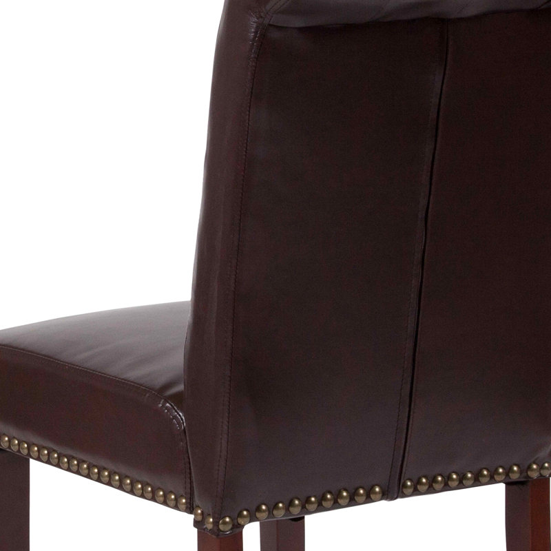 Feige Parsons Chairs-Rolled Back, Accent Nail Trim, Brown