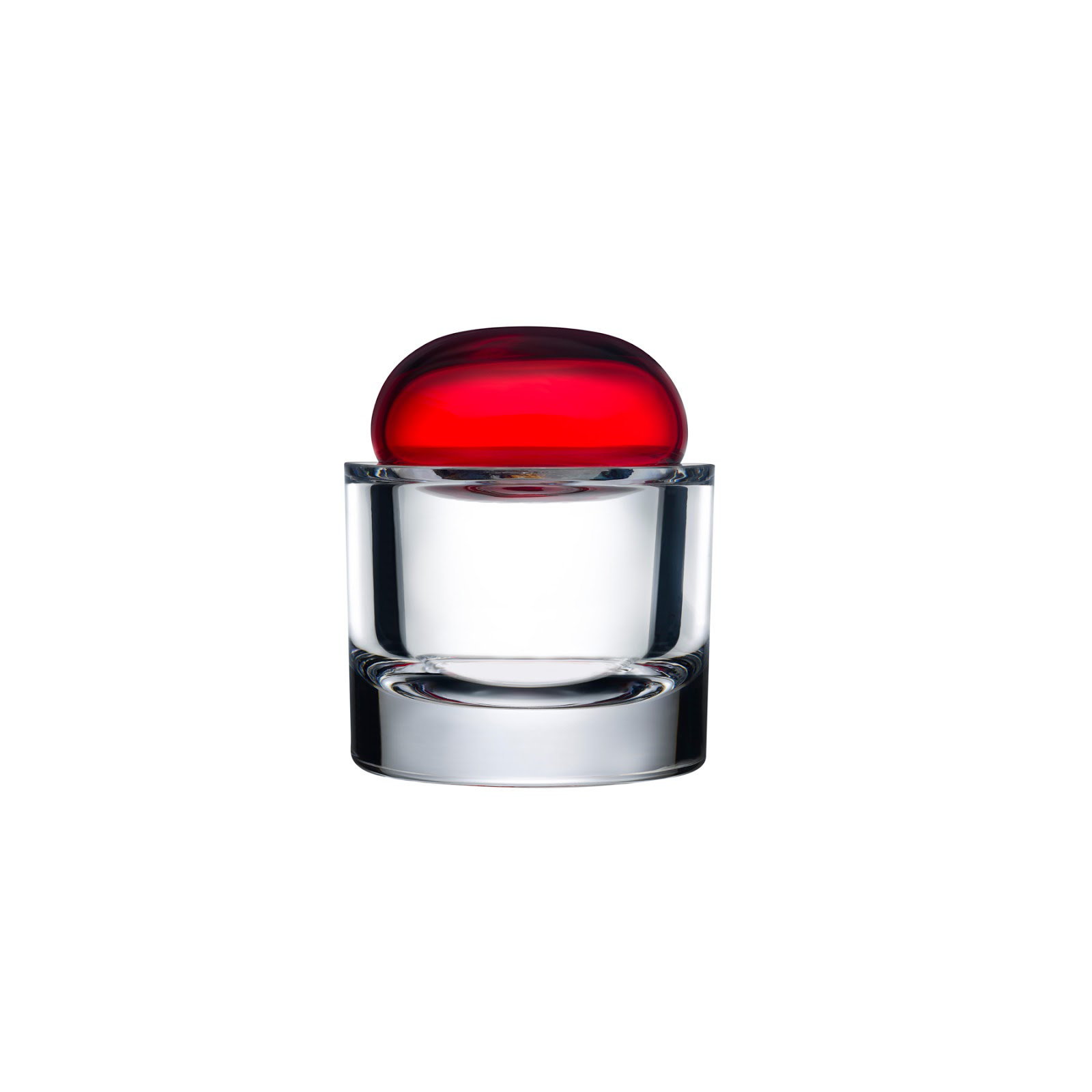 Ecrin Lead Free Crystal Jar, Red, 4.9" H x 3.7" W x 3.7" D