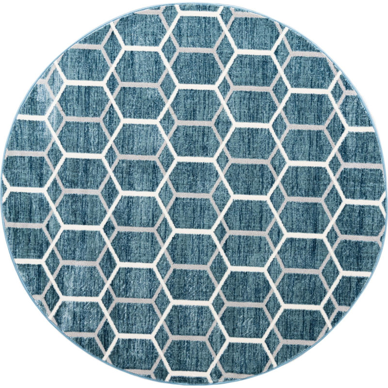 Eshin Geometric Indoor Rug, Round 7'