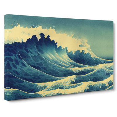 Watercolour Japanese Wave - Wrapped Canvas