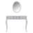 Luxury Makeup Vanity Desk With Oval Mirror, 3 Drawers And Intricate Carvings-1705725514