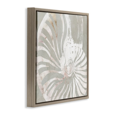 Beige Nautilus Pattern Framed Floater Canvas Wall Art by Carol Robinson