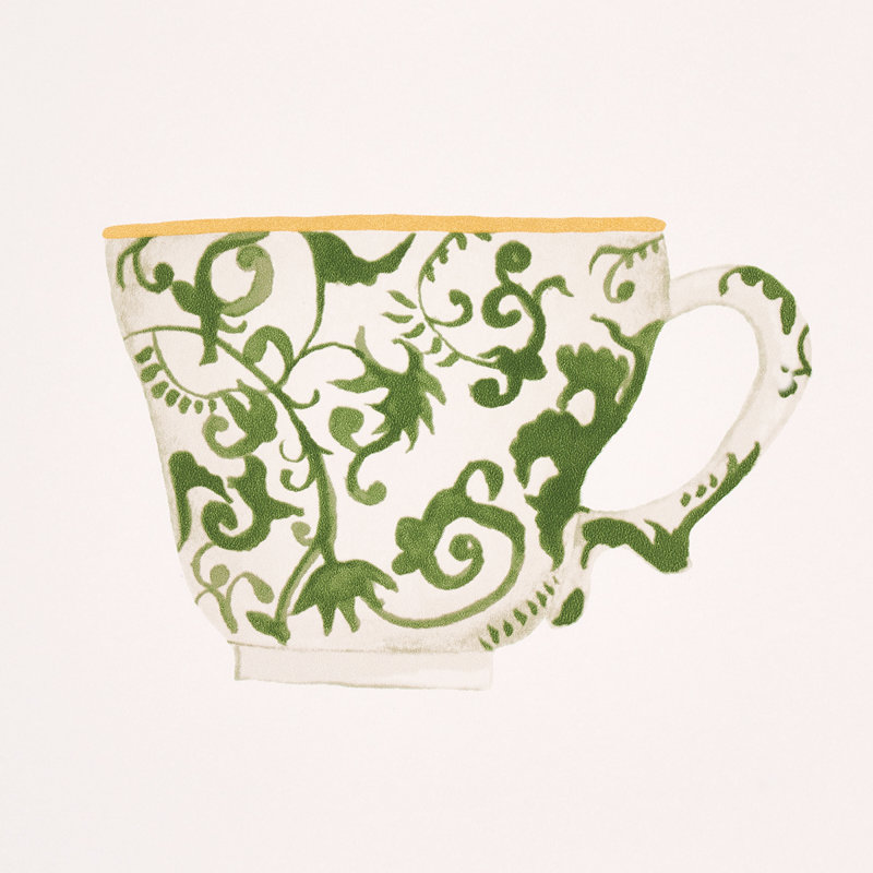 Onie's Teacups Wallpaper, Spring Green