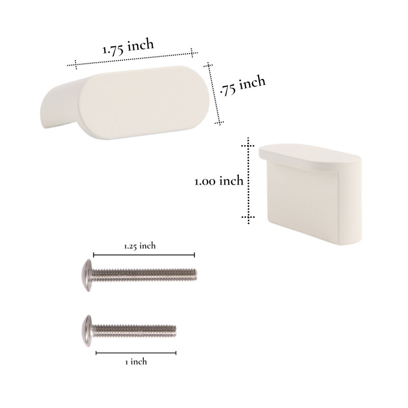 1.75" Oval Knob, Snow (White)