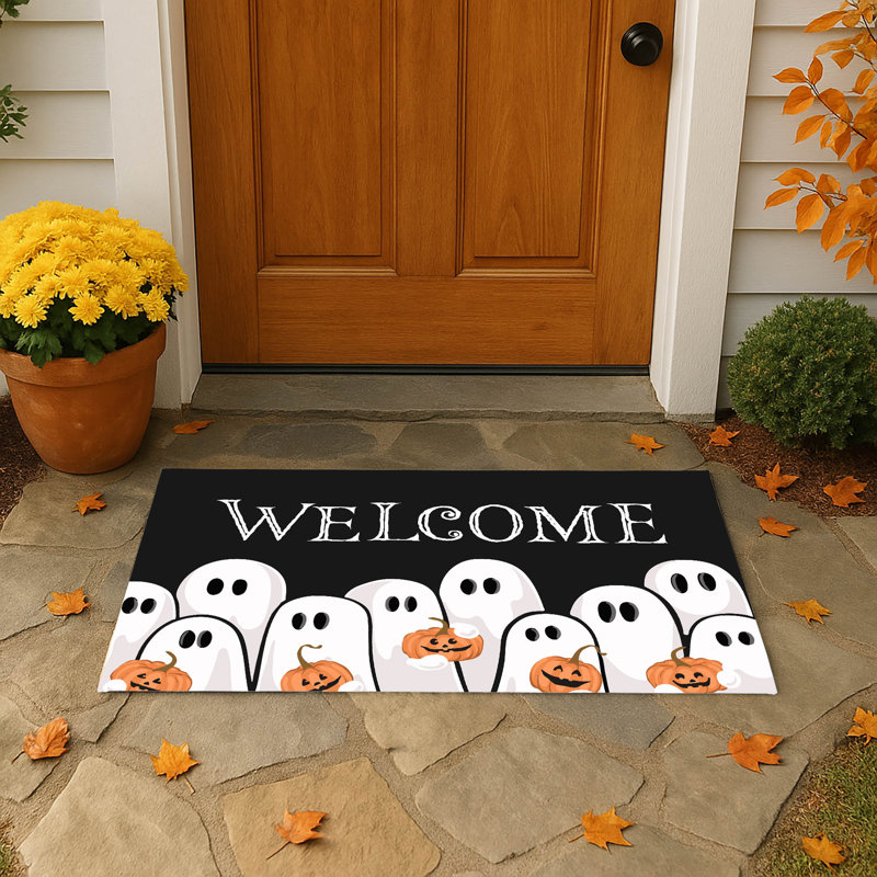 Paillasson Ghost & Pumpkins, Gris anthracite, L 21 po x L 34 po