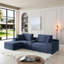 Canapé modulaire modulaire, canapé en nuage de velours côtelé à siège profond avec porte-gobelets, ports USB et boîte de rangement, canapé-lit, canapé sans dossier avec repose-pieds mobile pour le salon, aucun assemblage requis, bleu-9431227
