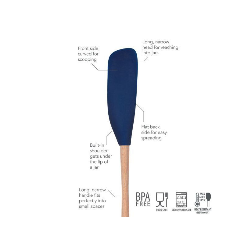 Flex-Core Jar Scraper Wood Handle Deep Indigo