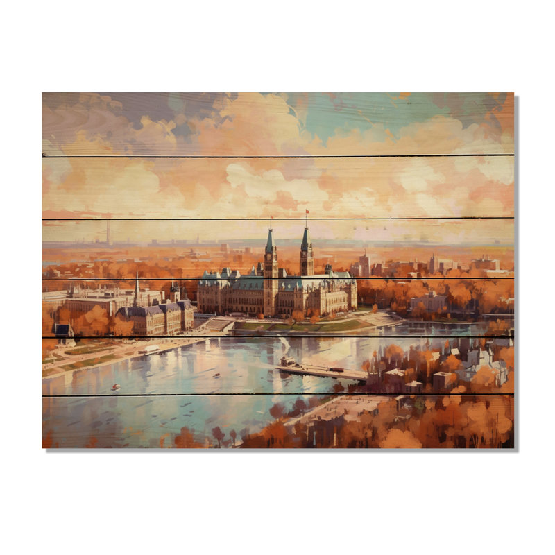 «Sunny On Ottawa River» sur bois, H 24 po x l 32 po x P 0,78 po