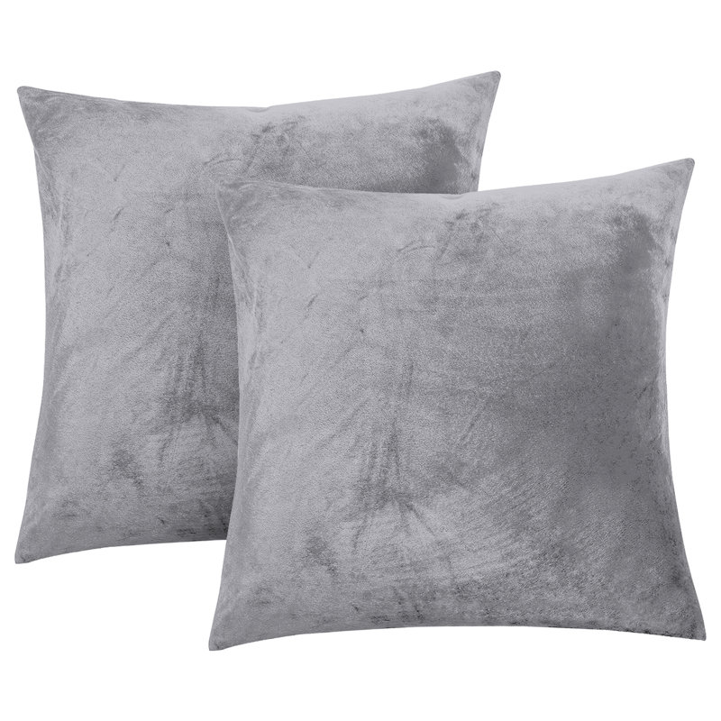 Aspire Homeware Square Plain Velvet Scatter Cushion Cover, Silver, Pack of 2