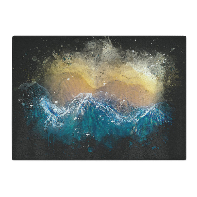 Incoming Waves Paint Splash Chopping Board, 0.4cm H x 28.5cm W x 39cm L