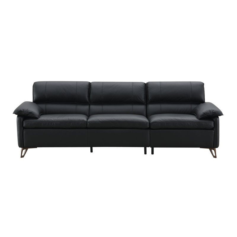 Eilene Black Top Grain Leather Sofa