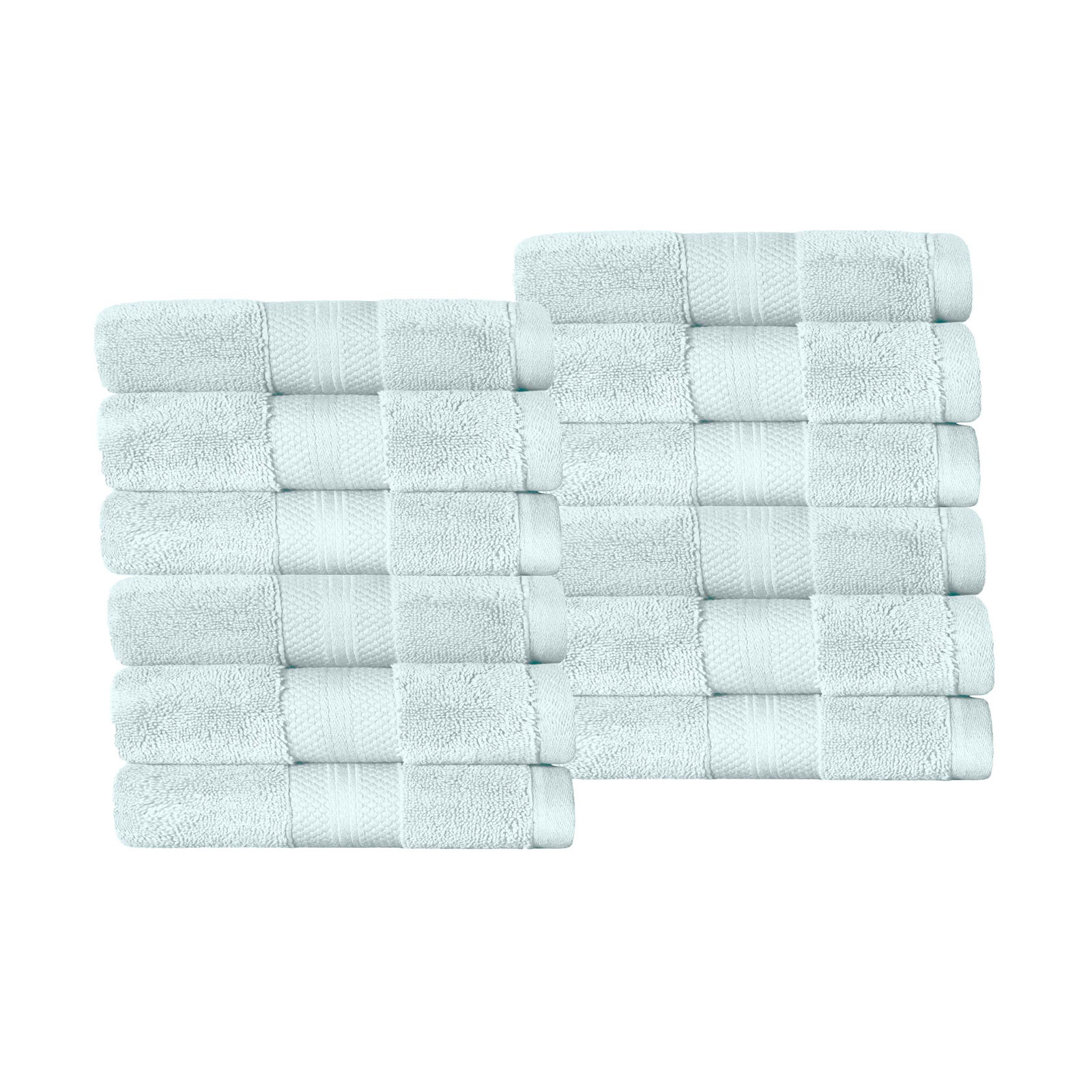 Finnian Ultra-Plush Heavyweight, 100% Turkish Towel Collection, Dusty Aqua, Washcloths - 12 Pack