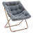Upholstered Folding Square Saucer, Tufted Cozy Accent Chair with Golden Metal Frame for Living Room-149606844-178458867