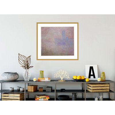 Les maisons du Parlement, mouettes par Claude Monet, impression giclée sur cadre