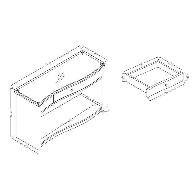 Pierce 50'' Glass Top Console Table