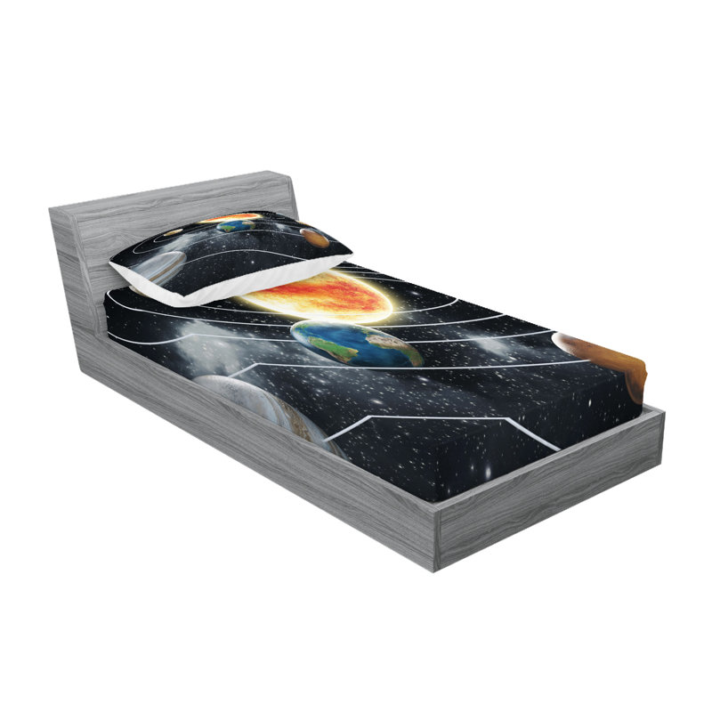 Multicolore ensemble de draps et taies décoratives Ambesonne Outer Space, Twin Sheet Set with 2 Pillowcases