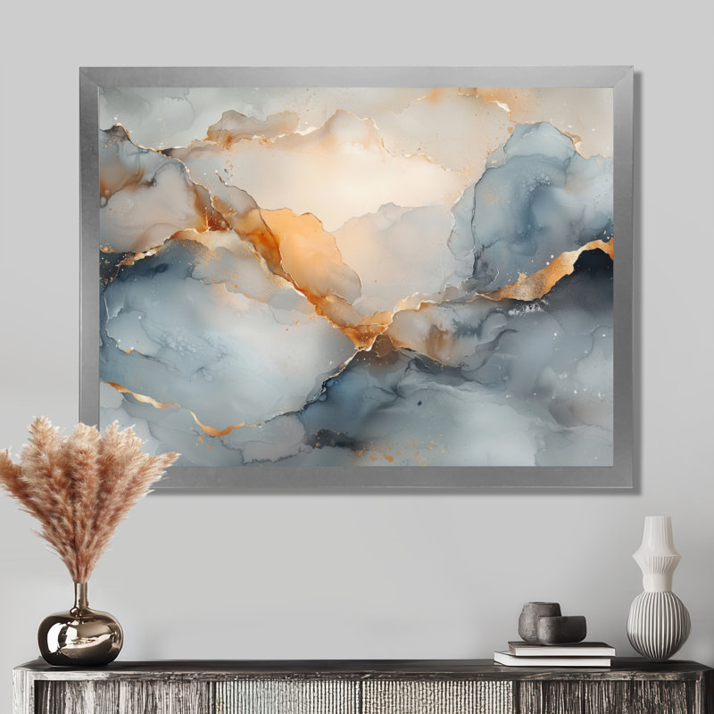 Amann - Abstract Wall Art, H 12 po x l 20 po, Cadre flottant, Argent argent