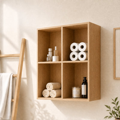 Tablettes de rangement murales de 24 pouces, support de rangement ouvert à 2 niveaux, finition chêne original, tablette flottante peu encombrante pour petite salle de bain, bureau, salle de rangement