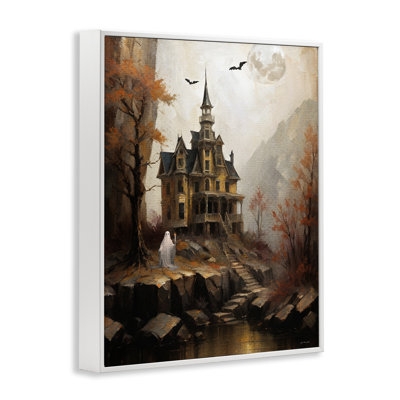 Haunted Castle with Ghost Framed Giclee Art, design by Jo Moulton