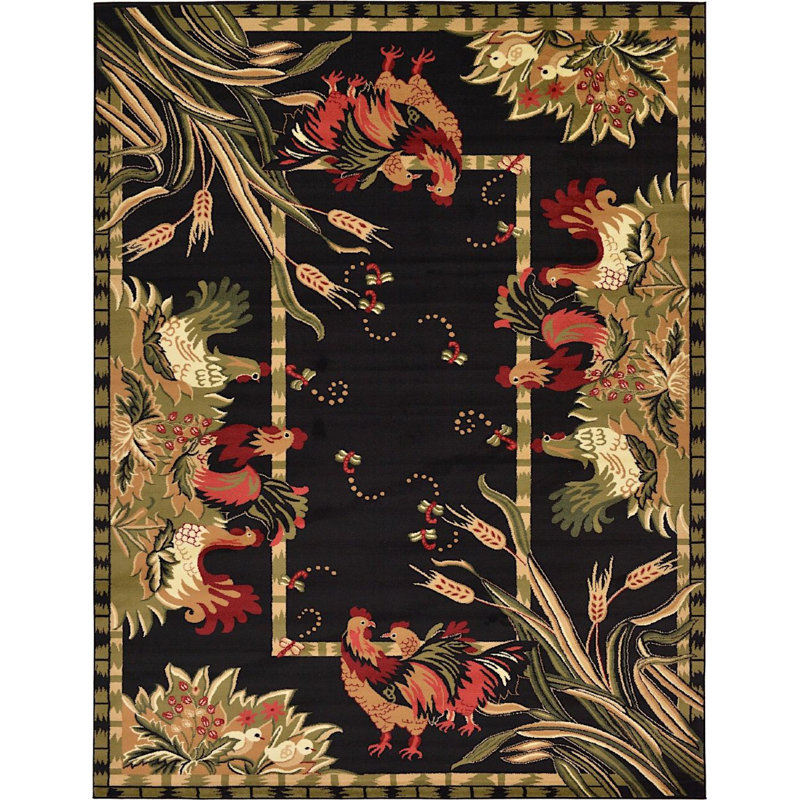 Tapis noir / vert Andersonville, Rectangle 10 pi x 13 pi, Black/Green