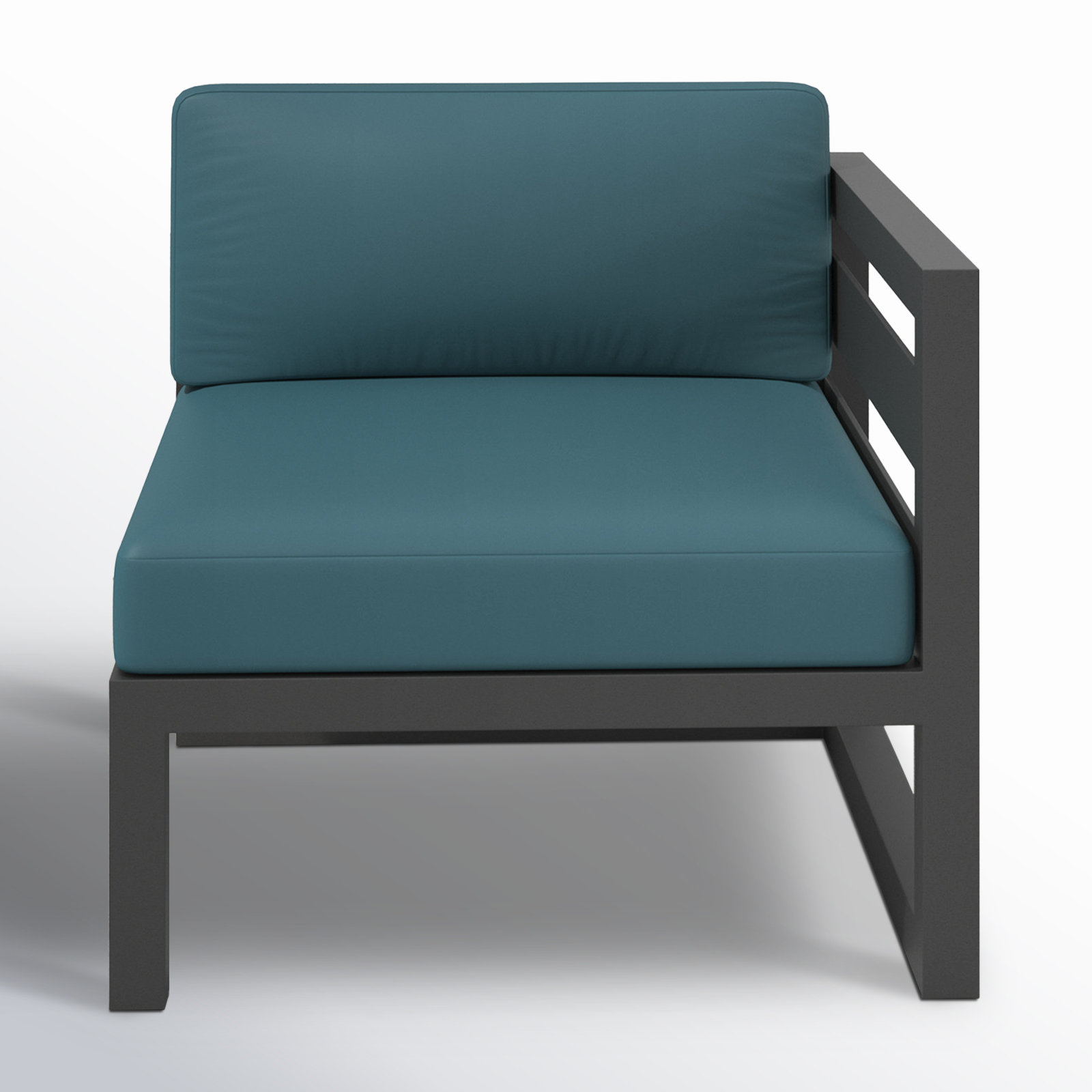 Smith Outdoor One Arm Lounge Chair with Sunbrella Cushions, Cast Lagoon, Slate