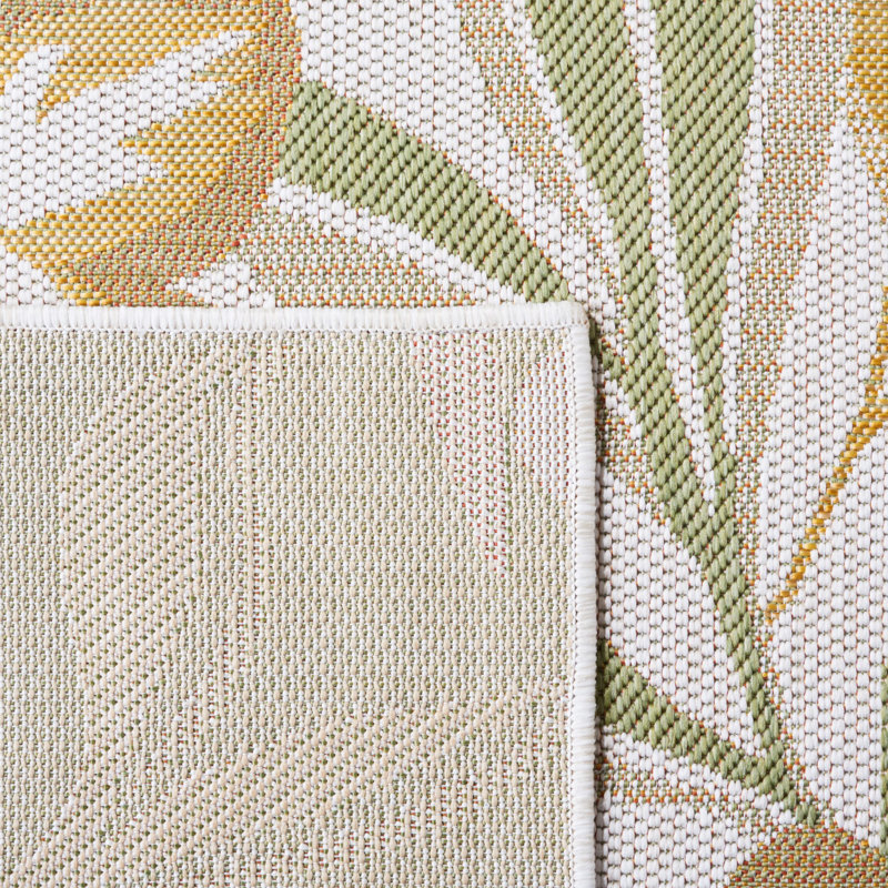 Aramantha Floral Power Loomed Indoor/Outdoor Area Rug in Beige/Green/Orange, Rectangle 5'3" x 7'7"